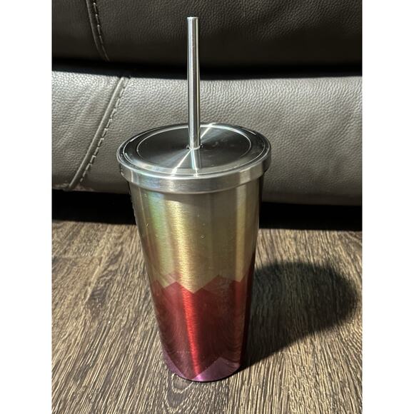 Starbucks Multi-Colors Geometric Stainless Steel Cold Cup 16 Oz. 2014. Preowned - Picture 2 of 10